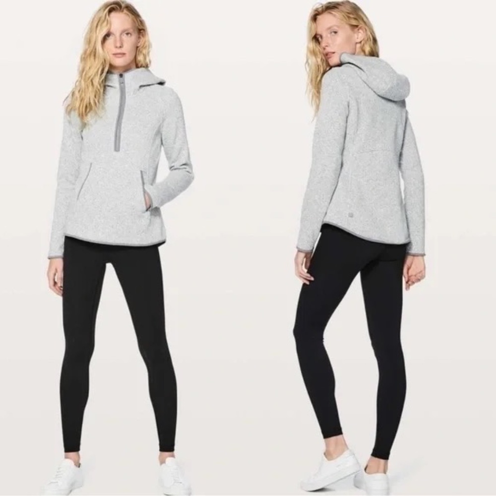 Lululemon Fleece & Thank You Gray Pullover Half Zip Hoodie Size 10 EUC
